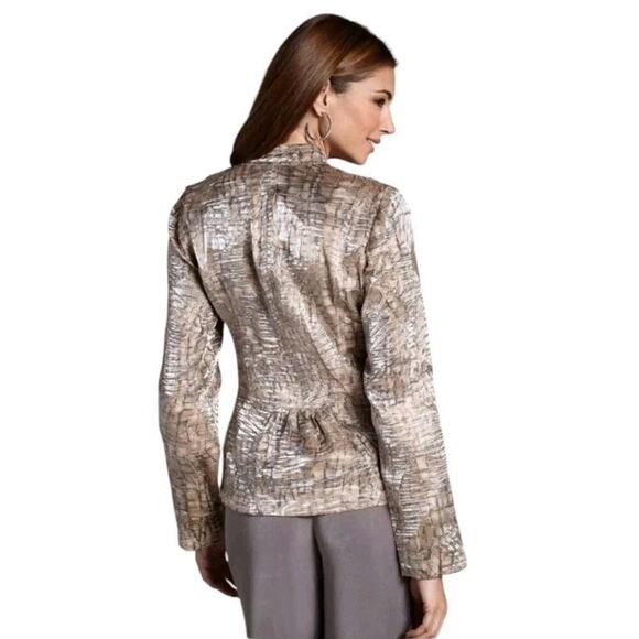 Chico's PYTHON PRINCESS MARCELA PATTERN Shimmer Lightweight JACKET 3(16) NWT$129 - Picture 3 of 16
